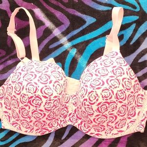 Ambrielle 40 D Pink Bra w/Roses